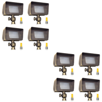 Outdoor Landscape Lighting LED 12V Low Voltage FPB01 4x/8x/12x Package Brass Rectangular LED Directional Floodlight Adjustable Lighting 12V Low Voltage 3W 3000K Bulb 8 Pack Natural Brass