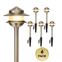 ALP73 LED Two-Tier Pagoda Solid Brass Pathway Lights Package – 12V Low Voltage Outdoor Landscape Path Lighting