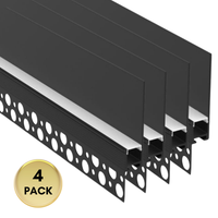 AC19 Trimless Recessed Baseboard Drywall Plaster Mud-In Z-Type Aluminum Channel with 6.6FT/2M For Max Inner 12.7mm Width LED Strip Lights Pack of 4