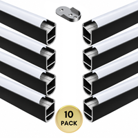 Paquete de 10 rieles colgantes de armario ovalados de aluminio AP16F Accesorio de barra de armario con luz LED