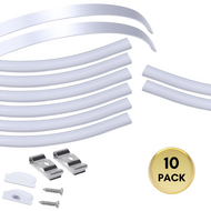 AC12 U-Shaped Rectangular Flexible Black and Silver Finish Aluminum Channel with Frosted Plastic Cover 3.3FT/1M For Max 12mm Width LED Strip Lights Pack of 10 - Silver