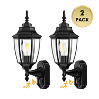 Outdoor Landscape Lighting LED 12V Low Voltage SCH14 2-Pack Classic Motion Sensor and Dusk to Dawn Outdoor Aluminum Wall Sconce Light Package 6