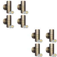 Outdoor Landscape Lighting LED 12V Low Voltage SCB05 4x/8x/12x Package LED Cylinder Up Down Light 2 Directional Brass Sconce Lighting with 12V Low Voltage 3W 3000K Bulb