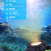 ULBA02 Aluminum Underwater Landscape 12-24V AC/DC 3W 3000K 300LM Integrated LED Fountain Light Pond Lighting IP68 Package