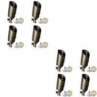 Outdoor Landscape Lighting LED 12V Low Voltage SPB05 4x/8x/12x Package LED Landscape 12V Low Voltage Brass Spotlight Adjustable Hood Outdoor Lighting with MR16 5W 3000K Bulb Natural Brass 8 Pack