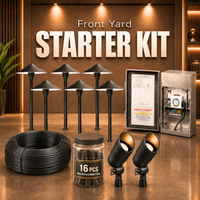 Complete Aluminum Landscape Lighting Kit: Spotlights, Path Lights, Transformer, Wire & All Required Components