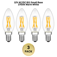 E12 4W Filament 12V AC/DC Candelabra and Small Base Package Low Voltage LED Light Bulbs Dimmable Energy Saving Light Bulb