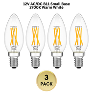 Bombilla ahorro de energía de Dimmable de los bulbos al aire libre de los candelabros del filamento de E12 3W LED - 4-Pack B11 Small Base 2700K Warm White