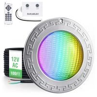 Outdoor Landscape Lighting LED 12V Low Voltage PL35 12V AC Remote-Operated LED Stainless Steel Pool Light Jacuzzi Spa RGBW Color Changing Low Voltage Light with Remote Control 100ft