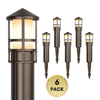 ALP56 4W 12V AC/DC Low Voltage Cast Aluminum LED Bollard Pathway Lights Package – Outdoor Landscape Walkway & Garden Lighting
