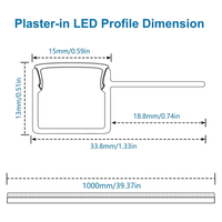 Outdoor Landscape Lighting LED 12V Low Voltage AC04 Plaster-In Drywall Trimless Track Aluminum Channel 3.3FT/1M For Max 13mm LED Strip Lights Pack of 6