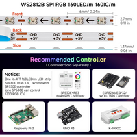 SL13 Strip Light Addressable RGB+IC WS2812B Ultra Narrow 4.54W/ft 2.7mm 16.4ft DC12V Low Voltage LED Indoor IP30 UL 0807 SMD Tape Light