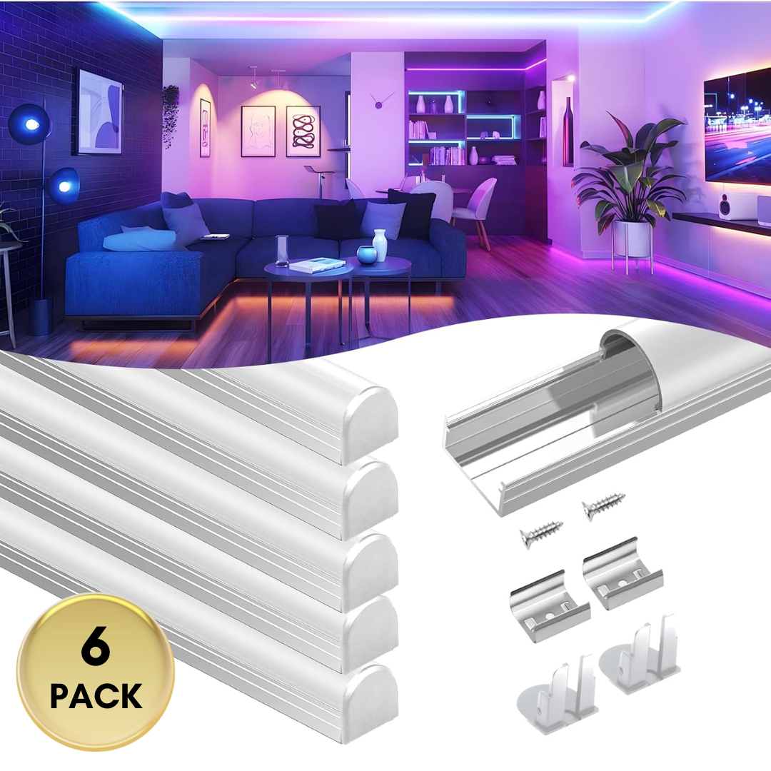 AC09 U-Shaped Spotless Aluminum Channel 3.3FT/1M For Max 16mm Width LED Strip Lights Pack of 6 and 10