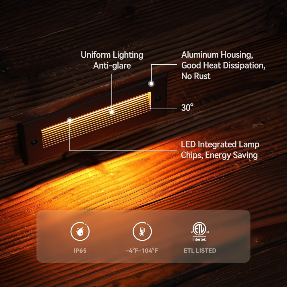 6-Pack of STLA09 Low Voltage Step Lights | Outdoor Deck Lights