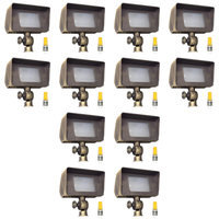 Outdoor Landscape Lighting LED 12V Low Voltage FPB01 4x/8x/12x Package Brass Rectangular LED Directional Floodlight Adjustable Lighting 12V Low Voltage 3W 3000K Bulb 12 Pack Natural Brass