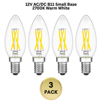 E12 4W Filament 12V AC/DC Candelabra and Small Base Package Low Voltage LED Light Bulbs Dimmable Energy Saving Light Bulb