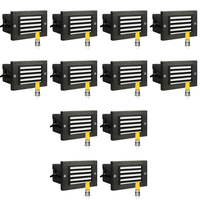 Outdoor Landscape Lighting LED 12V Low Voltage STB02 4x/8x/12x Package Louver Horizontal Waterproof LED Brass Brick Lights Edge Step Lighting 12V Low Voltage 3W 3000K Bulb Dark Brass 12 Pack