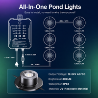 ULBA05 Aluminum Underwater Landscape 12-24V AC/DC 3W RGB+Warm White Integrated Color-changing Fountain Light Pond Lighting IP68 with Remote Control and Transformer Included
