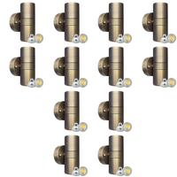 Outdoor Landscape Lighting LED 12V Low Voltage SCB05 4x/8x/12x Package LED Cylinder Up Down Light 2 Directional Brass Sconce Lighting with 12V Low Voltage 3W 3000K Bulb
