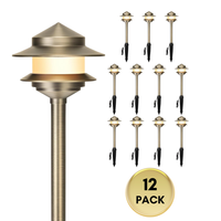 ALP73 LED Two-Tier Pagoda Solid Brass Pathway Lights Package – 12V Low Voltage Outdoor Landscape Path Lighting