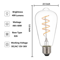 E26 4W 12V-36V 2700K AC/DC LED Spiral Filament Edison Bulbs Package Dimmable Energy Saving Low Voltage Light Bulb