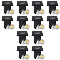 Outdoor Landscape Lighting LED 12V Low Voltage UNS01 4x/8x/12x Package 12V Low Voltage LED In-Ground Well Light Square Stainless Steel Landscape Lighting Waterproof with 5W 3000K Bulb Black 12 Pack