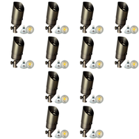 Outdoor Landscape Lighting LED 12V Low Voltage SPB05 4x/8x/12x Package LED Landscape 12V Low Voltage Brass Spotlight Adjustable Hood Outdoor Lighting with MR16 5W 3000K Bulb Natural Brass 12 Pack
