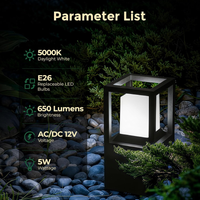 Outdoor Landscape Lighting LED 12V Low Voltage CPLA11 Outdoor Aluminum Post Lantern Light with Spike and Bolted Mount Base with Replaceable 5W 5000K E26 Bulb Low Voltage AC/DC 12V IP65 Waterproof