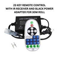 SLN11 Dotless Neon LED Strip Light 360° 120V IP67 Outdoor Rated Dimmable High Voltage Slim 16x16mm Silicone Strip Light with Holder, IR Remote, and Adapter with Power Supply
