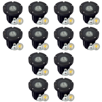 Outdoor Landscape Lighting LED 12V Low Voltage UNB04 4x/8x/12x Package Cast Brass 12V Low Voltage Round LED In-Ground Well Light IP65 Waterproof with 5W 3000K Bulb Black Brass 12 Pack