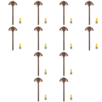 Outdoor Landscape Lighting LED 12V Low Voltage PLB08 4x/8x/12x Package Brass LED Globe 12V Low Voltage Pathway Outdoor Landscape Lighting Fixture 3W 3000K Bulb 12 Pack