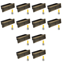 Outdoor Landscape Lighting LED 12V Low Voltage STB03 4x/8x/12x Package Louver Horizontal LED Brass Brick Lights Warm White Edge Outdoor Step Light 12V Low Voltage 3W 3000K Bulb Natural Brass 12 Pack
