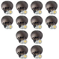 Outdoor Landscape Lighting LED 12V Low Voltage UNB11 4x/8x/12x Package Cast Brass Round Tri-Directional 12V Low Voltage LED In-ground Light with 3W 3000K Bulb 12 Pack