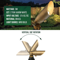 SPBA12 MR8 Mini Brass Spotlight with Adjustable Shroud Low Voltage Outdoor Lighting