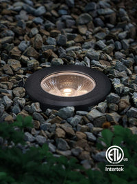 UNAL04 Essential Black Aluminum Round Surface Mount Up Lighting Integrated 3000K LED In-Ground Well Light Low Voltage Landscape Lighting