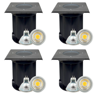UNS01 4x/8x/12x Package 12V Low Voltage LED In-Ground Well Light Square Stainless Steel Landscape Lighting Waterproof with MR16 5W 3000K Bulb - Stainless Steel / 4 Pack