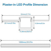 Outdoor Landscape Lighting LED 12V Low Voltage AC04 Plaster-In Drywall Trimless Track Aluminum Channel 3.3FT/1M For Max 13mm LED Strip Lights Pack of 6