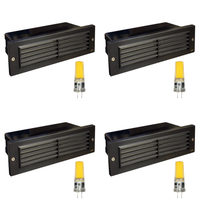 Outdoor Landscape Lighting LED 12V Low Voltage STB03 4x/8x/12x Package Louver Horizontal LED Brass Brick Lights Warm White Edge Outdoor Step Light 12V Low Voltage 3W 3000K Bulb Dark Brass 4 Pack