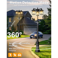 PLH04 360° Motion Sensor and Dusk-to-Dawn Classic Black Aluminum 3-Head Rectangular Post Light 87.5