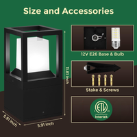 Outdoor Landscape Lighting LED 12V Low Voltage CPLA11 Outdoor Aluminum Post Lantern Light with Spike and Bolted Mount Base with Replaceable 5W 5000K E26 Bulb Low Voltage AC/DC 12V IP65 Waterproof
