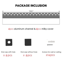 AC19 Trimless Recessed Baseboard Drywall Plaster Mud-In Z-Type Aluminum Channel with 6.6FT/2M For Max Inner 12.7mm Width LED Strip Lights Pack of 4
