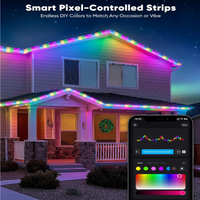 SLNR16 Dotted Neon RGBIC+CCT LED Strip Light 110V IP65 Outdoor Rated Dimmable High Voltage Flat Flexible Strip Light , Mounting Brackets, End Cap, Screws, Remote Control and Power Supply