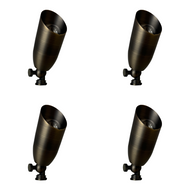 SPB14 4x/8x/12x Package 12V Low Voltage LED Outdoor Landscape Brass Spotlight with MR16 5W 3000K Bulb - Natural Brass / 4 Pack