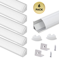AC08 V-Shaped Corner Aluminum Channel 3.3FT/1M For Max 10mm Width LED Strip Lights Pack of 6/10/20 - Silver and Milky Cover / 10 Pack of 3.3ft (1M)