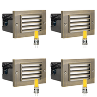 Outdoor Landscape Lighting LED 12V Low Voltage STB02 4x/8x/12x Package Louver Horizontal Waterproof LED Brass Brick Lights Edge Step Lighting 12V Low Voltage 3W 3000K Bulb Natural Brass 4 Pack