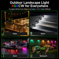 STRA01 3W Bluetooth Smart G4 RGBCW LED 2700K-6000K 12V Low Voltage LED Outdoor Step Deck Lights Package, Step Horizontal Patio Landscape Lights with Remote Control