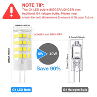 G4 Bi Pin LED Cápsula 12V Bombilla Luz de bajo consumo IP65 Impermeable 