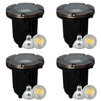 Outdoor Landscape Lighting LED 12V Low Voltage UNB04 4x/8x/12x Package Cast Brass 12V Low Voltage Round LED In-Ground Well Light IP65 Waterproof with 5W 3000K Bulb Natural Brass 4 Pack
