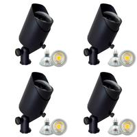 Outdoor Landscape Lighting LED 12V Low Voltage SPB05 4x/8x/12x Package LED Landscape 12V Low Voltage Brass Spotlight Adjustable Hood Outdoor Lighting with MR16 5W 3000K Bulb Dark Brass 4 Pack