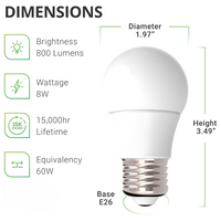 E27 120V AC 8W Line Voltage LED Bulbs Dimmable Energy Saving Light Bulb Pack of 10